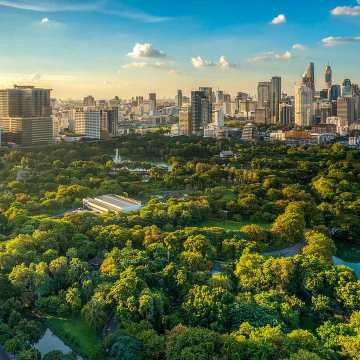 Lumphini Park and the Silom-Sathorn skyline